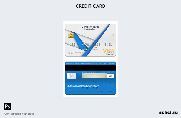 цифровая загрузка шаблона электронной карты Visa банка Парето в Норвегии